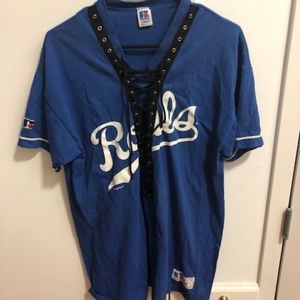 VINTAGE OVERSIZED BASEBALL T SHIRT LACE FRONT